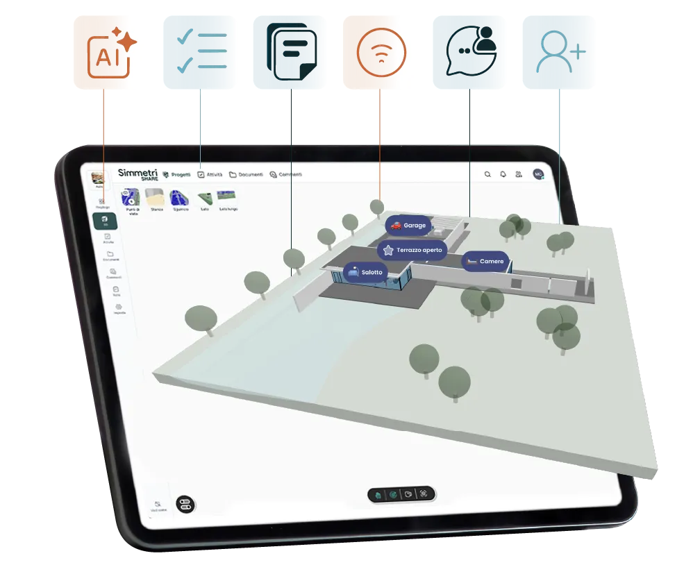 Simmetri su tablet: modello 3D dello stabilimento